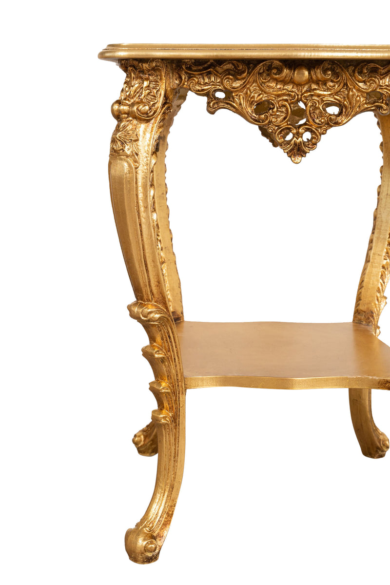 Biscottini TAVOLO PANCHETTO IN FINITURA FOGLIA ORO ANTICATO MADE IN ITALY dimensioni