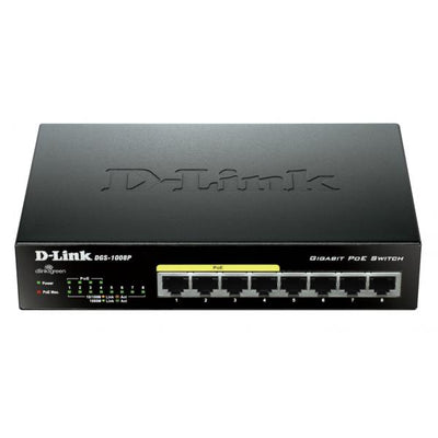 D-Link DGS-1008P switch di rete Non gestito Gigabit Ethernet (10/100/1000) Nero Supporto Power over Ethernet (PoE)