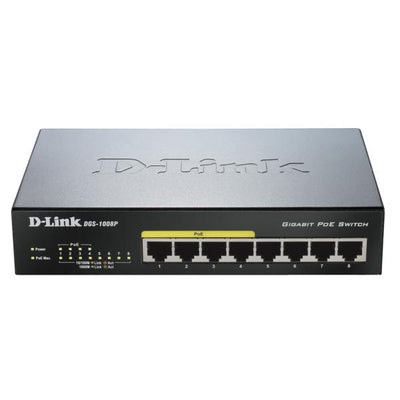 D-Link DGS-1008P switch di rete Non gestito Gigabit Ethernet (10/100/1000) Nero Supporto Power over Ethernet (PoE)