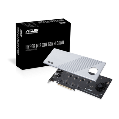 ASUS Hyper M.2 x16 Gen 4 scheda di interfaccia e adattatore Interno (ASUS HYPER M.2 X16 GEN 4 CARD - Interface adapter - M.2 - Expansion Slot to M.2 - M.2 Card - PCIe 4.0 x16)