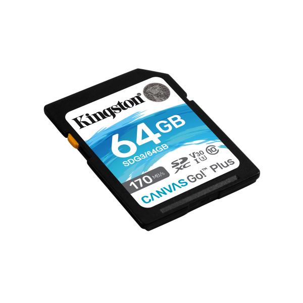Memoria MicroSDXC 64 Gb Kingston Canvas Go Plus - Transflash 64 Gb - Class70 UHS-I, 170 MB/s, 90 MB/s