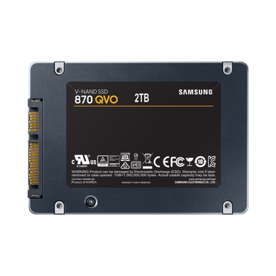 Hard disk SSD Samsung SSD QVO 870 - 2.5" - 2 Tb (2000 Gb) - SATA3 Stato Solido - Lettura 560MB/S, Scrittura 530MB/S