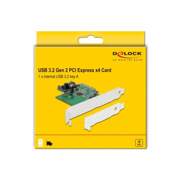 Delock Scheda PCI Express per 1 x chiave USB 3.2 Gen 2 interna A 20 pin femmina - Adattatore USB - PCIe 3.0 x4 a basso profilo - USB 3.2 Gen 2 (interno)