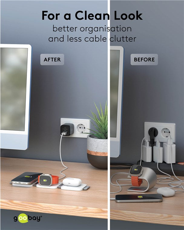 Caricatore Qi Wireless Caricabatterie 3in1 Stazione di Ricarica Pieghevole 15W