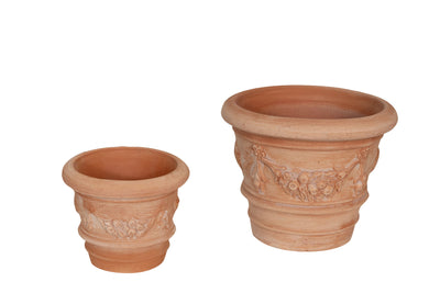 Biscottini Set 2 Vasi ceste ciotole in Terracotta 100% Made in Italy interamente Lavorata a Mano