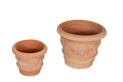 Biscottini Set 2 Vasi ceste ciotole in Terracotta 100% Made in Italy interamente Lavorata a Mano