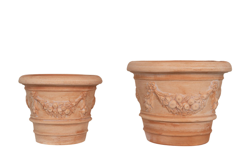 Biscottini Set 2 Vasi in Terracotta 100% Made in Italy interamente Lavorata a Mano