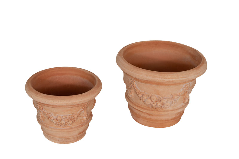 Biscottini Set 2 Vasi in Terracotta 100% Made in Italy interamente Lavorata a Mano