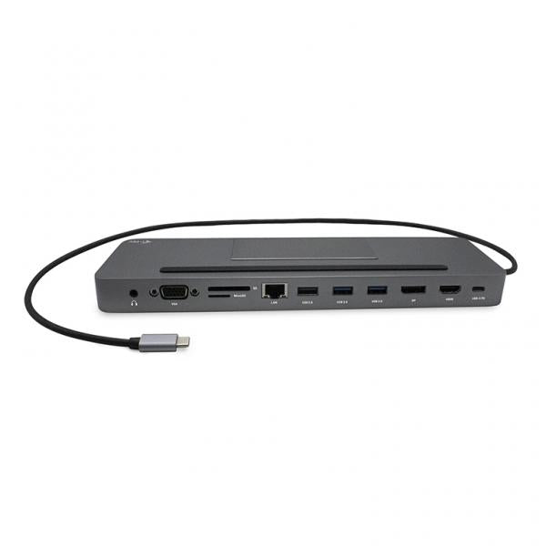 Docking Station Universale per Notebook 3x USB 3.2 / HDMI / DisplayPort per Triplo Monitor 4K Grigio + Power Delivery 85W