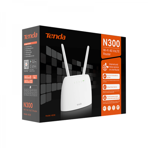 Router Tenda 4G06 - Wireless Wi-Fi - 300 Mbps 4G VoLTE