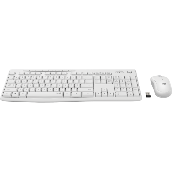 Kit tastiera + mouse Logitech Wireless MK295 Silent Combo - Tastiera wireless - 2.4 GHz - mouse con ricevitore wireless USB - Tecnologia SilentTouch - Bianco