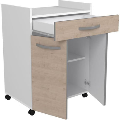 Carrello OSLO 60 cm - 1 cassetto e 1 anta - L 60 x P 44 x H 81 cm - Colore rovere
