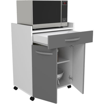 Carrello OSLO 60 cm - 1 cassetto e 1 anta - L 60 x P 44 x H 81 cm - Colore grigio lucido - EKIPA