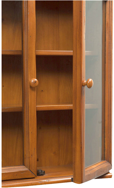 Biscottini Vetrinetta Country da appendere in legno massello di tiglio finitura noce. Made in Italy