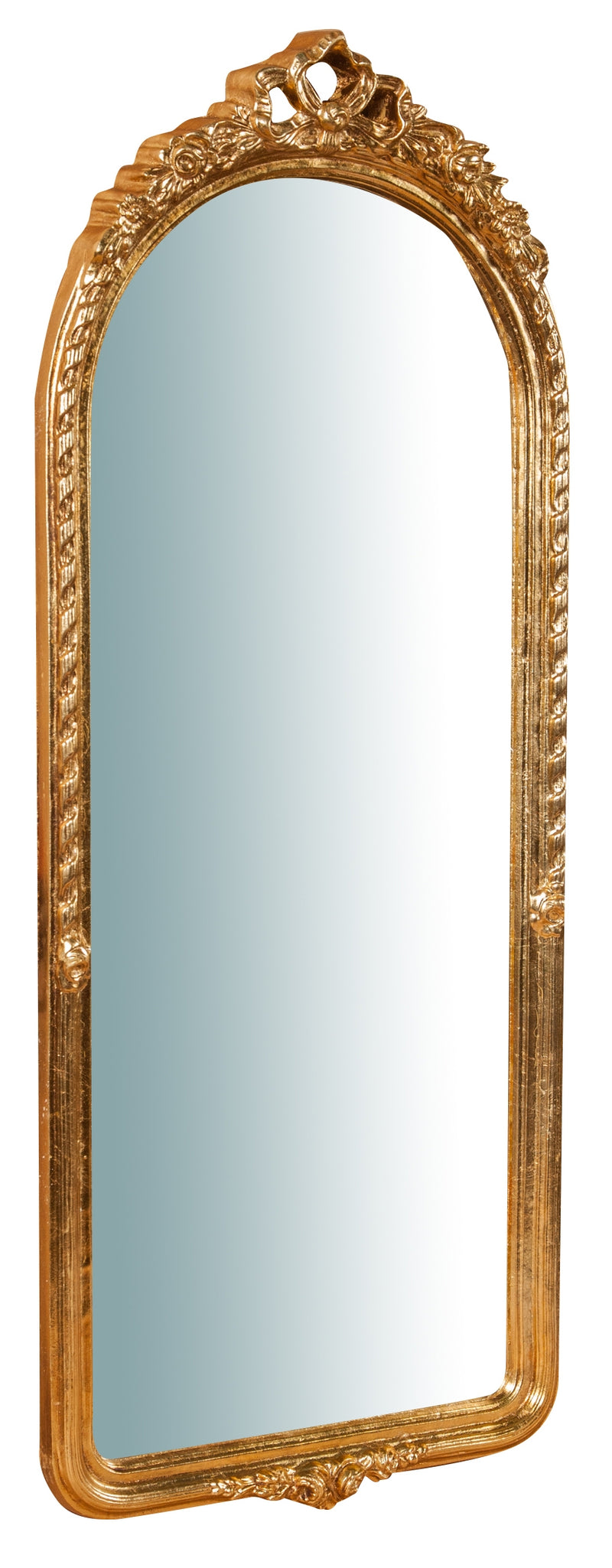 Biscottini Specchiera da parete in legno finitura foglia oro anticato L40xPR5x98 cm Made in Italy