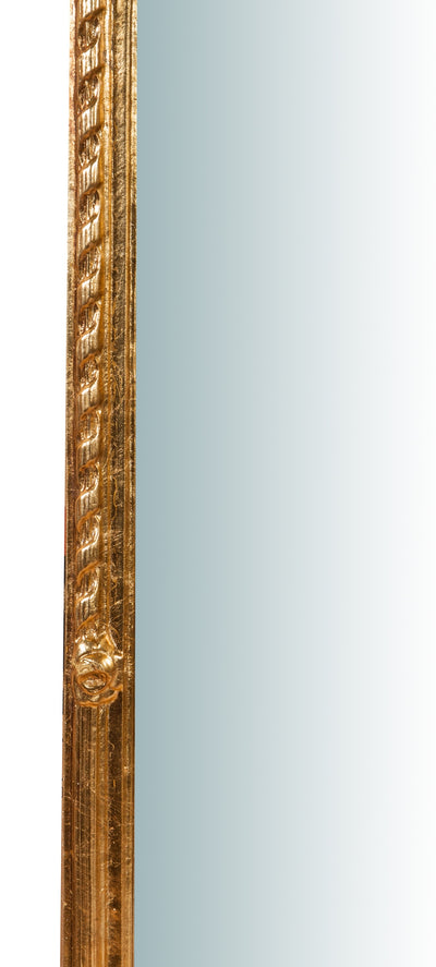 Biscottini Specchiera da parete in legno finitura foglia oro anticato L40xPR5x98 cm Made in Italy