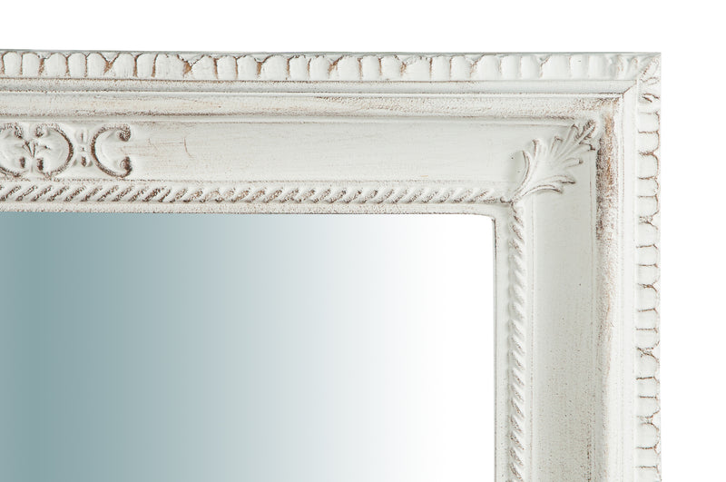 Biscottini Specchiera da parete verticale/orizzontale in legno finitura bianco anticato L67xPR4,5xH87 cm Made in Italy