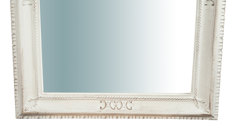 Biscottini Specchiera da parete verticale/orizzontale in legno finitura bianco anticato L67xPR4,5xH87 cm Made in Italy