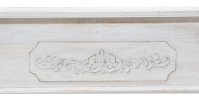 Biscottini Cornice camino in legno finitura bianca anticata L121xPR28xH96 cm realizzata