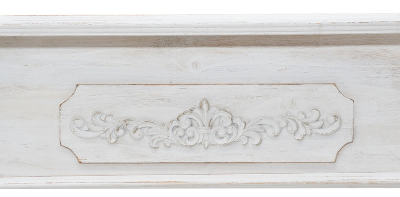 Biscottini Cornice camino in legno finitura bianca anticata L121xPR28xH96 cm realizzata
