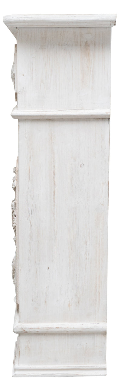 Biscottini Cornice camino in legno finitura bianca anticata L121xPR28xH96 cm realizzata