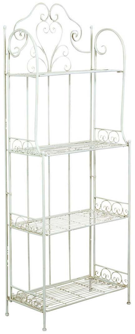Biscottini Etagere multifunzione richiudibile in ferro battuto finitura bianca anticata L63xPR33xH165 cm