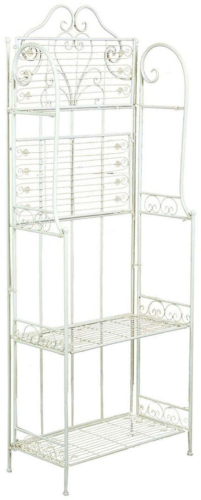 Biscottini Etagere multifunzione richiudibile in ferro battuto finitura bianca anticata L63xPR33xH165 cm