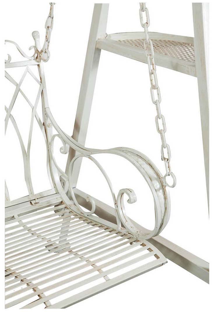 Biscottini Dondolo a due posti in ferro battuto finitura bianca anticata L198xPR100xH220 cm