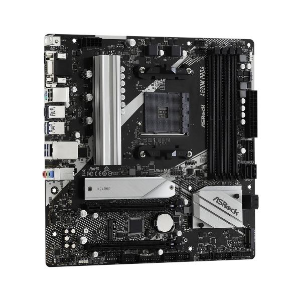 ASRock A520M Pro4 - scheda madre - micro ATX - Socket AM4 - chipset AMD A520 - USB-C Gen1, USB 3.2 Gen 1 - Gigabit LAN - grafica integrata (CPU richiesta)