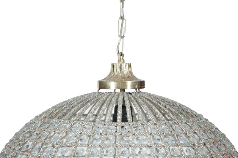 Biscottini Lampadario in fusione di ottone e gemme in cristallo Diam. 40XH40 cm struttura