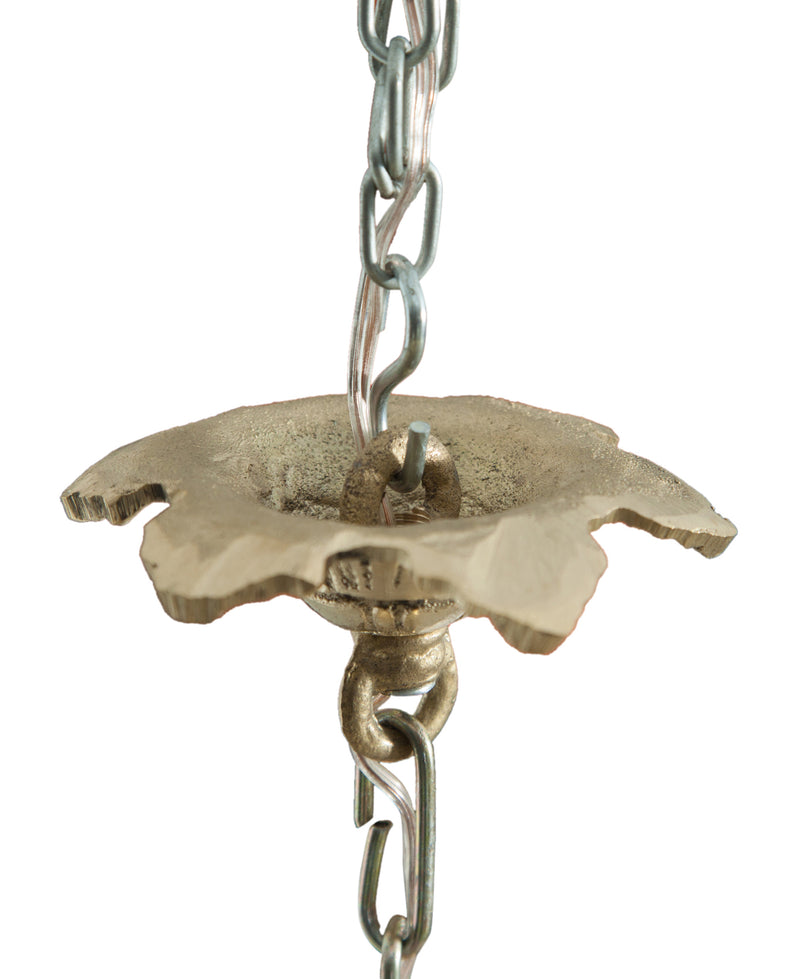 Biscottini Lampadario in fusione di ottone e gemme in cristallo Diam. 40XH40 cm struttura