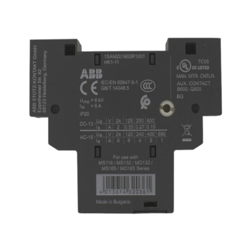 Contatto ausiliario laterale 1NA+1NC per serie MS116 ABB