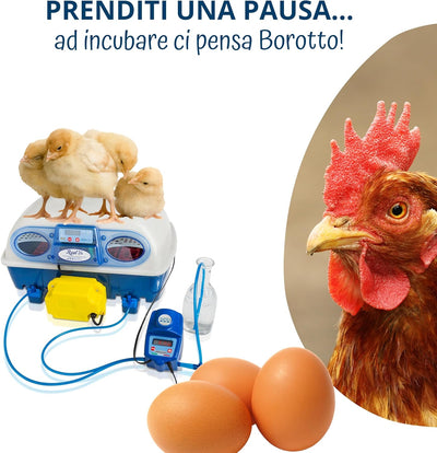 Borotto REAL 24 Expert - Incubatrice Automatica Professionale Brevettata, con Umidificatore Automatico Sirio - per 24 Uova o 96 Uova Piccole