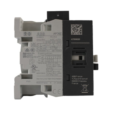 Contattore di potenza AC-3 6A 4 kW / 400 V 1 NC 24 V DC 3 poli PLC ABB