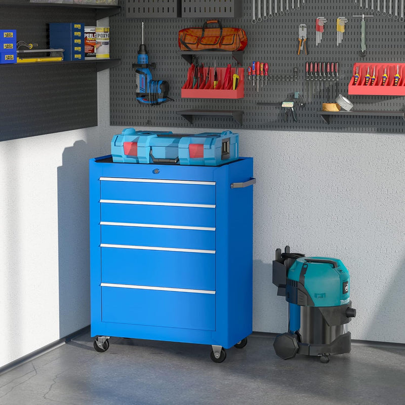 Carrello Porta Utensili Attrezzi Attrezzatura con Cassettiera Azzurro 61.5 x 33 x 82.5cm