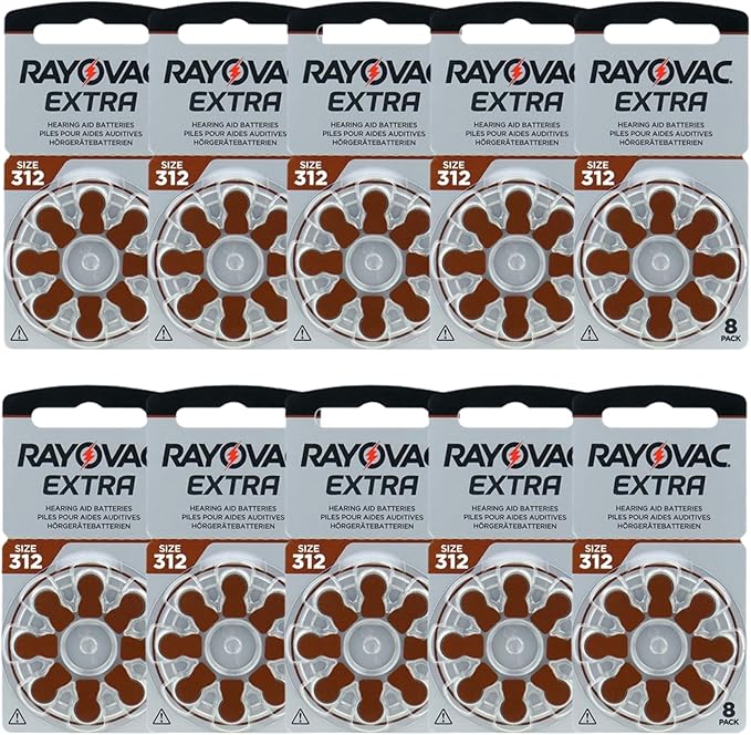 80 Batterie PILE RAYOVAC Extra 312 per Apparecchi Acustici Batterie PR41 1,45v