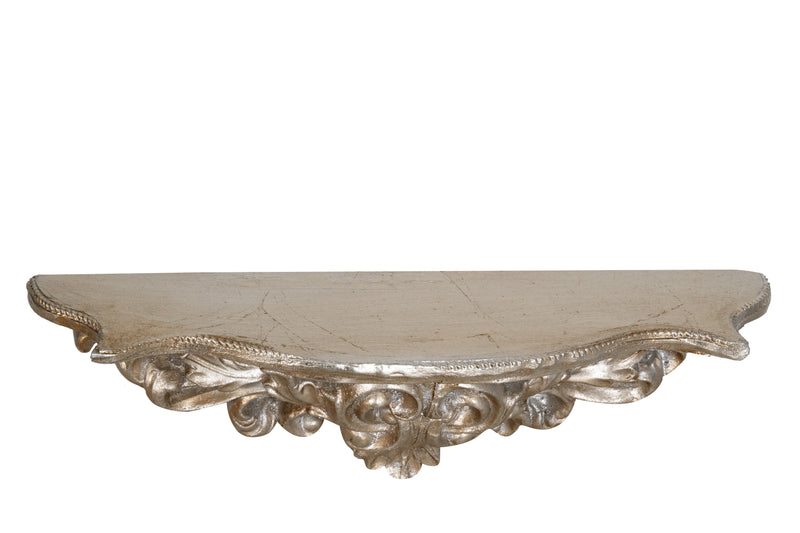 Biscottini Mensola in legno finitura foglia argento anticato Made in Italy L45xPR12,5xH14 cm