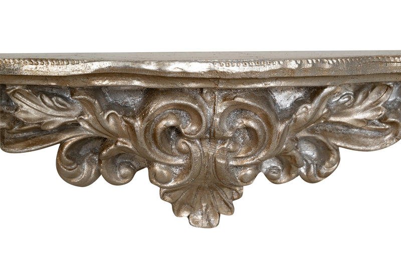 Biscottini Mensola in legno finitura foglia argento anticato Made in Italy L45xPR12,5xH14 cm