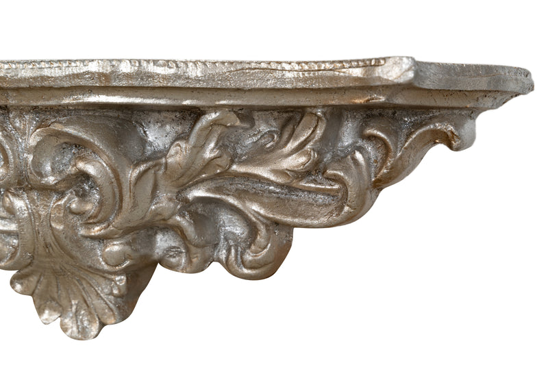 Biscottini Mensola in legno finitura foglia argento anticato Made in Italy L45xPR12,5xH14 cm