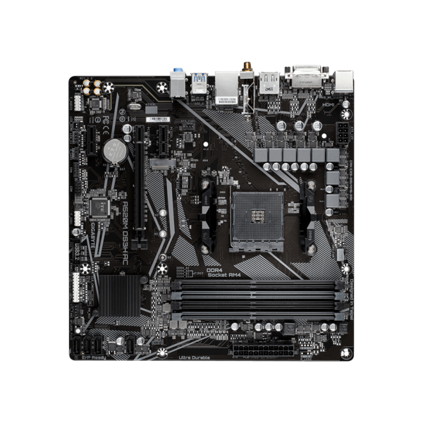 Gigabyte A520M DS3H AC - 1.X - scheda madre - micro ATX - Socket AM4 - Chipset AMD A520 - USB 3.2 Gen 1 - Gigabit LAN, Wi-Fi, Bluetooth - grafica integrata (CPU richiesta)