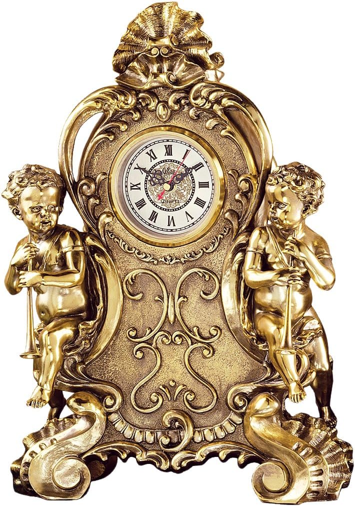 Design Toscano KY5025 Orologio con Cherubini Saint Remy, Oro, 18x33x48.5 cm