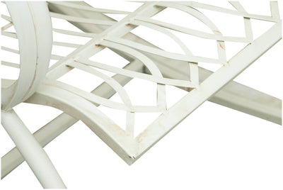 Biscottini Sedia poltrona sdraia a dondolo in ferro battuto finitura bianca anticata L127xPR64xH90 cm