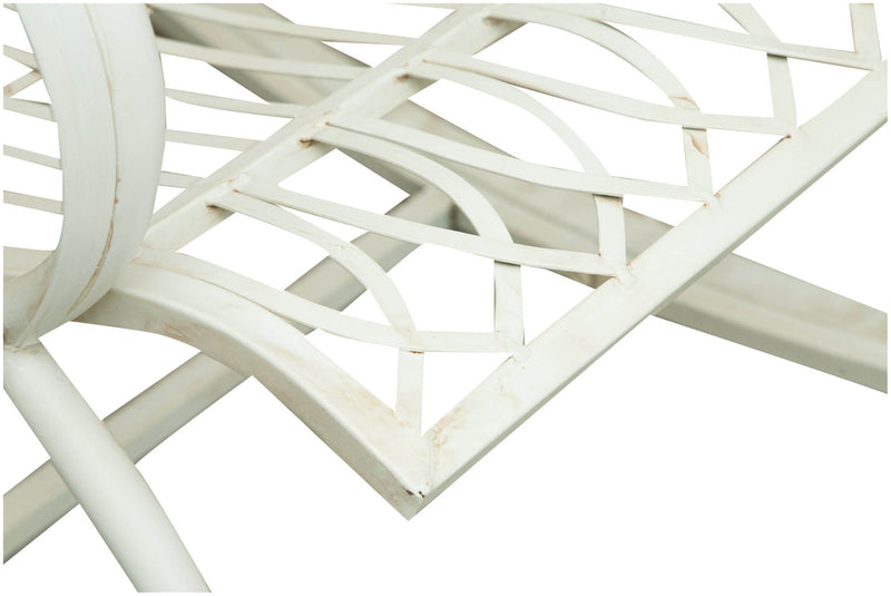 Biscottini Sedia poltrona sdraia a dondolo in ferro battuto finitura bianca anticata L127xPR64xH90 cm