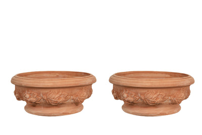 Biscottini Set 2 Cesta Cestina Vaso in Terracotta 100% Made in Italy interamente Lavorata a Mano Vaso Fiori L40XPR40XH19 CM