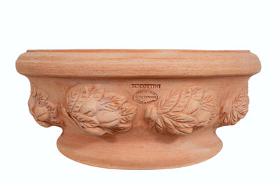 Biscottini Set 2 Cesta Cestina Vaso in Terracotta 100% Made in Italy interamente Lavorata a Mano Vaso Fiori L40XPR40XH19 CM