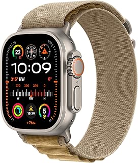 Apple Watch Ultra 2 (GPS + Cellular 49mm) Smartwatch, Sports Watch with Titanium Case in Natural and Alpine Loop in Almond (Medium). Fitness Tracker, Precise GPS, Extra Long Battery Life, CO Neutral