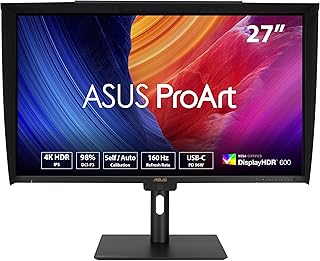 ASUS ProArt Display PA27UCGE Professional 4K Monitor (27 Inches, 3840 x 2160 IPS Panel, 160Hz, HDR-10, 600 nits, 98% DCI-P3, Delta E<1 Colour Accuracy, Light Sync, USB-C, DisplayPort, HDMI)