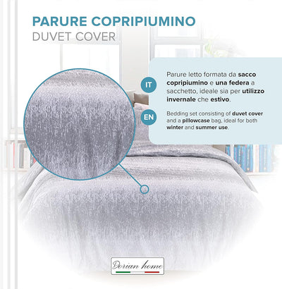 Dorian Home Parure Copripiumino Matrimoniale 250 x 210 cm, Copripiumino Matrimoniale Cotone, Realizzato in 100% Morbido e Puro Cotone, Made In Italy, Fantasia Drops Grigio