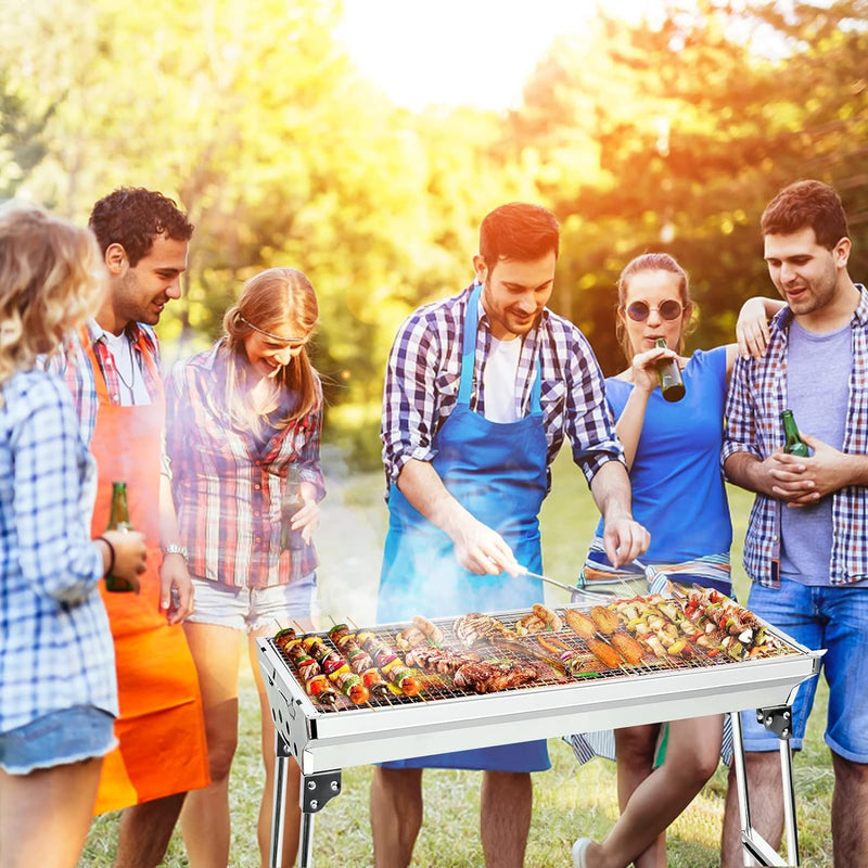 Barbecue Griglia a Carbone Professionale per 5-10 Persone, Barbecue Carbone Barbecue Pieghevole per BBQ, Utensile BBQ Grill, Giardino Terrazza Campeggio Picnic