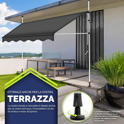 Tenda da Sole a Bracci con Manovella 300cm Resistente per Esterno ai Raggi UV e Regolabile in Altezza